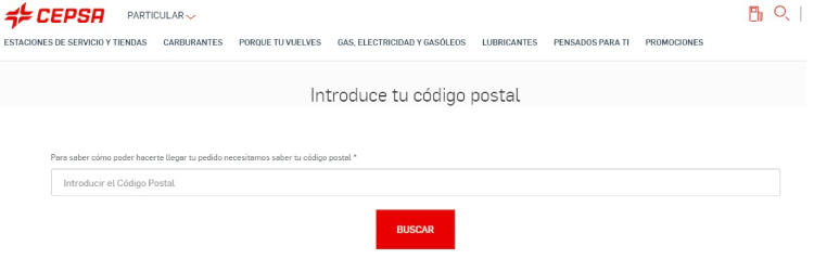 Código postal pedidos cepsa gas