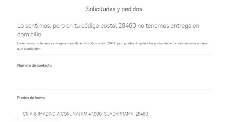 Envíos a domicilio no disponible
